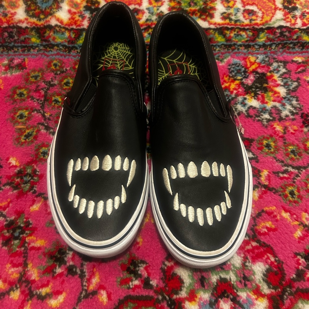 NWOT Vans Black and White Slip-On Shoes
